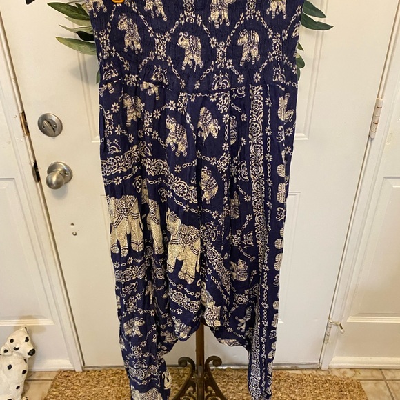 Earthbound Boho Lightweight Elephant Print wide Leg Harem Pants M - Picture 1 of 9